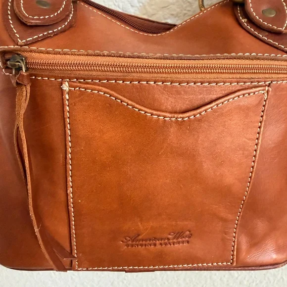 American West Brown Zuni passage genuine Leather Shoulder Bag crossover purse - Picture 3 of 8